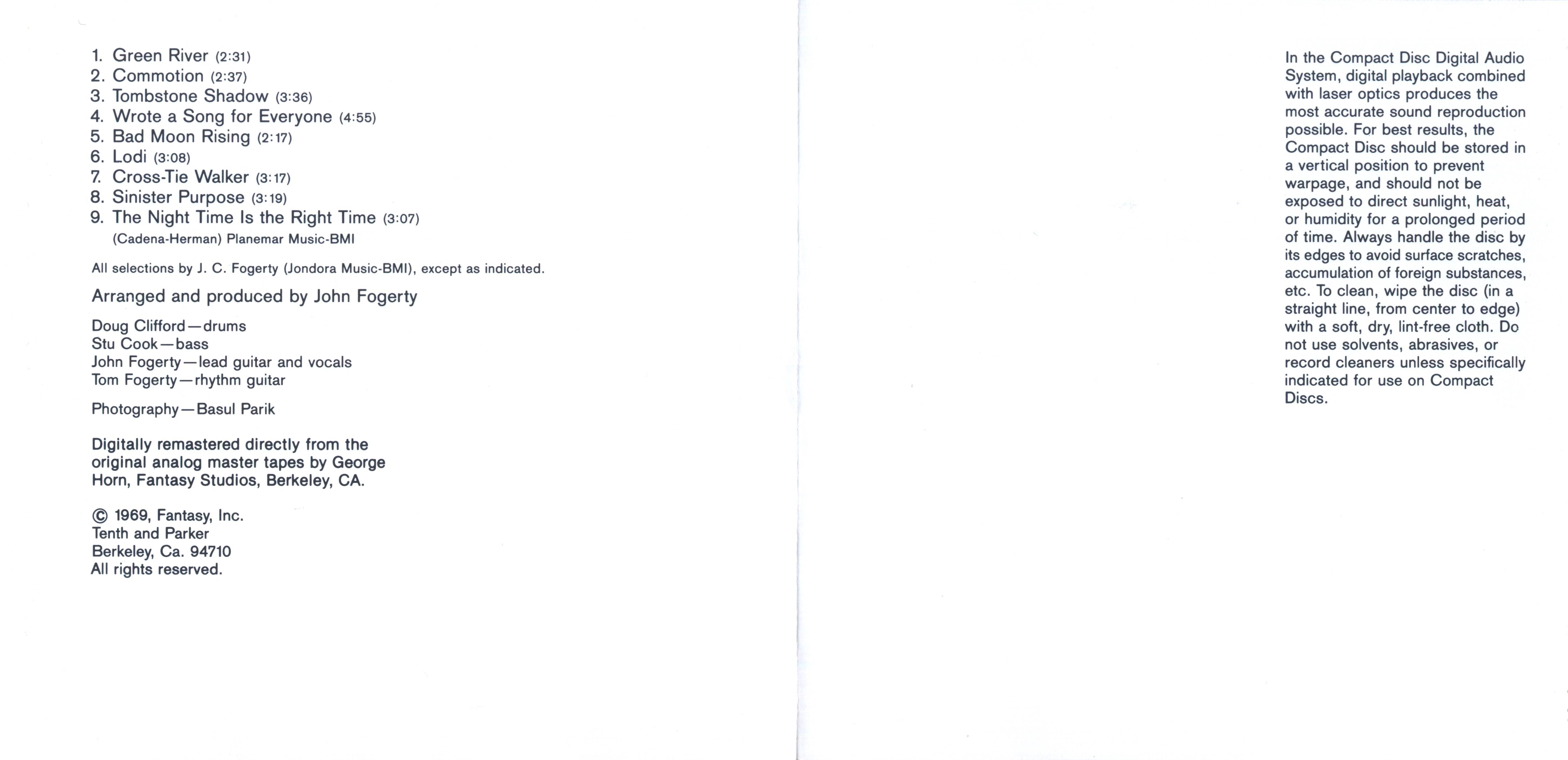 Creedence Clearwater Revival Green River : Booklet2 US